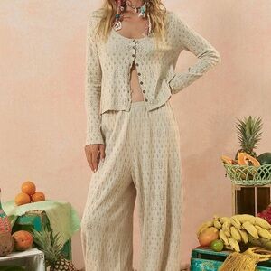 Spell Cream Knit Cardigan and Pants Set NEW